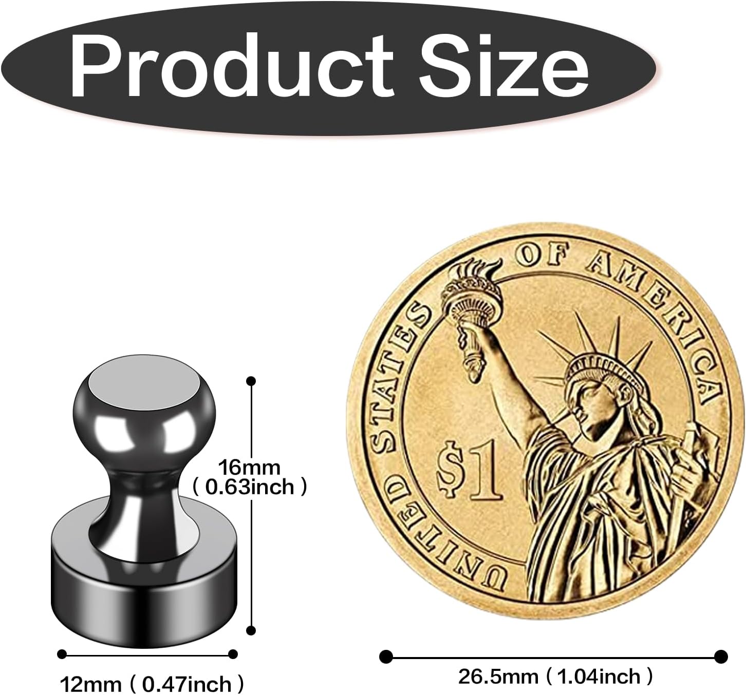 12Pcs Black Refrigerator Magnets Fridge Magnets,Small and Dainty Magnets, Metal Magnets for Fridge, Whiteboard, Office, Classroom, Map, Kitchen - Image 3