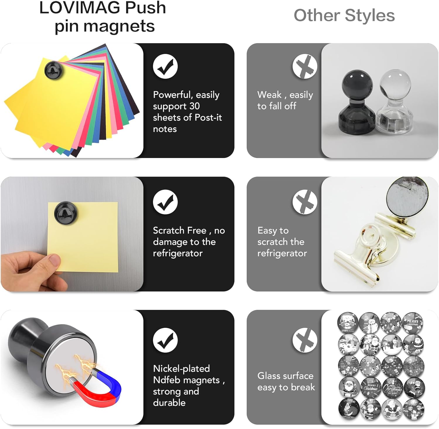12Pcs Black Refrigerator Magnets Fridge Magnets,Small and Dainty Magnets, Metal Magnets for Fridge, Whiteboard, Office, Classroom, Map, Kitchen - Image 4