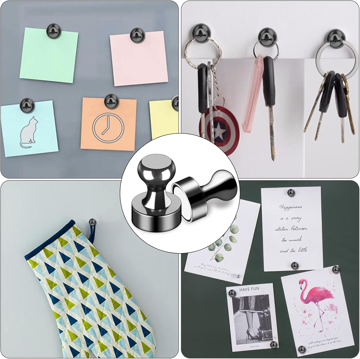 12Pcs Black Refrigerator Magnets Fridge Magnets,Small and Dainty Magnets, Metal Magnets for Fridge, Whiteboard, Office, Classroom, Map, Kitchen - Image 6