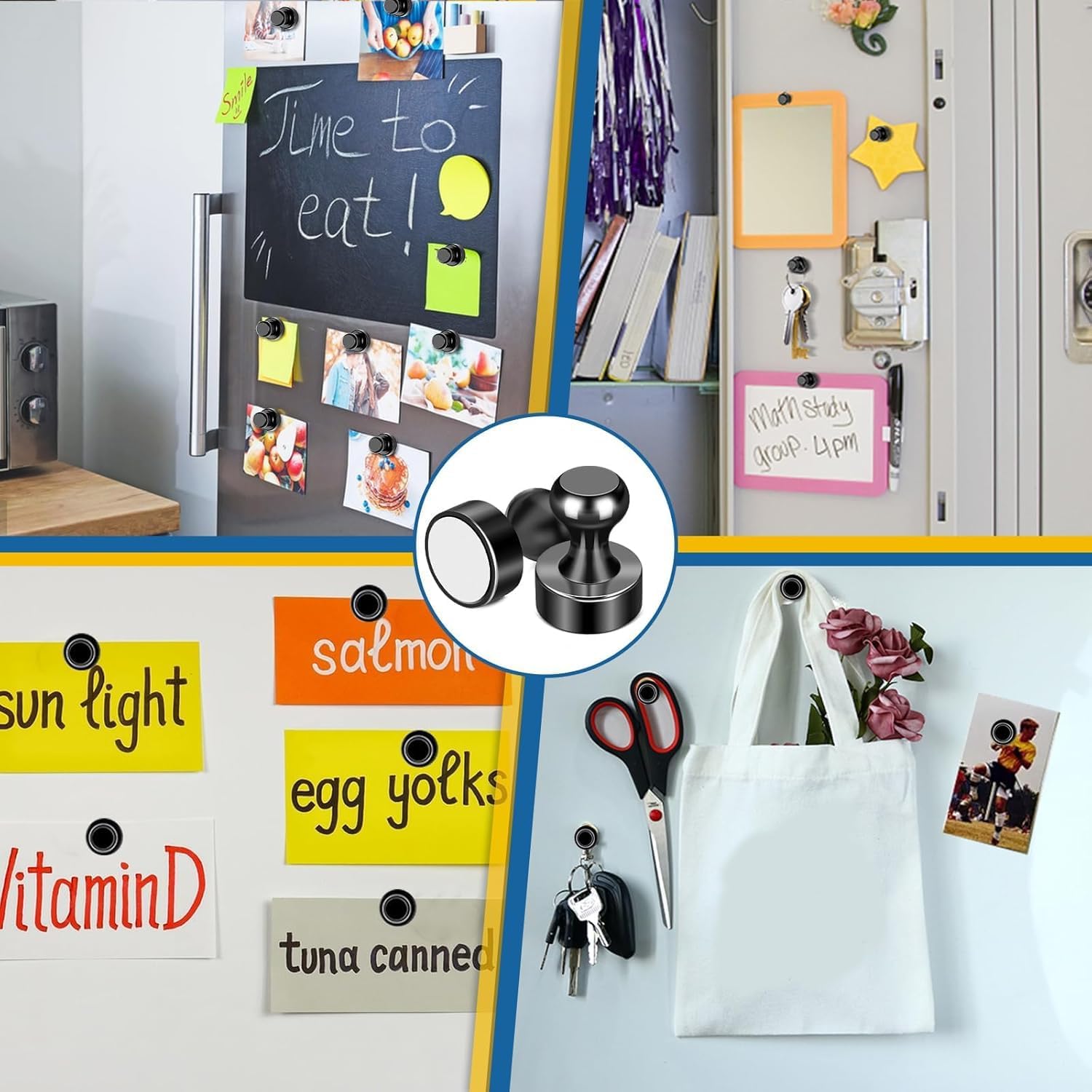 12Pcs Black Refrigerator Magnets Fridge Magnets,Small and Dainty Magnets, Metal Magnets for Fridge, Whiteboard, Office, Classroom, Map, Kitchen - Image 7