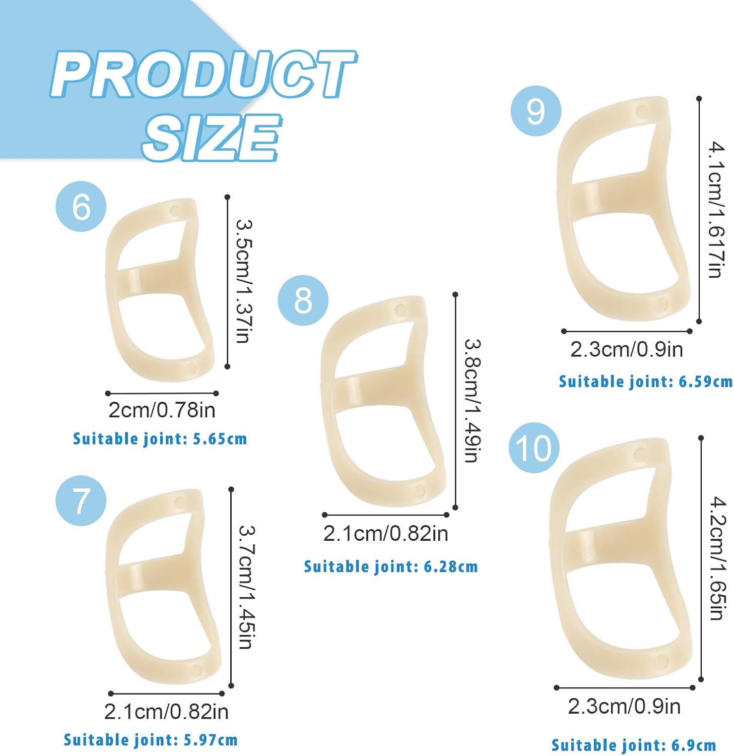 5Pcs Finger Splint, Trigger Finger Splint, Comfortable Trigger Finger Splint, Thumb Brace to Support and Protection for Arthritis, Thumb, and Other Finger Conditions(6,7,8,9,10 Sizes) - Image 2