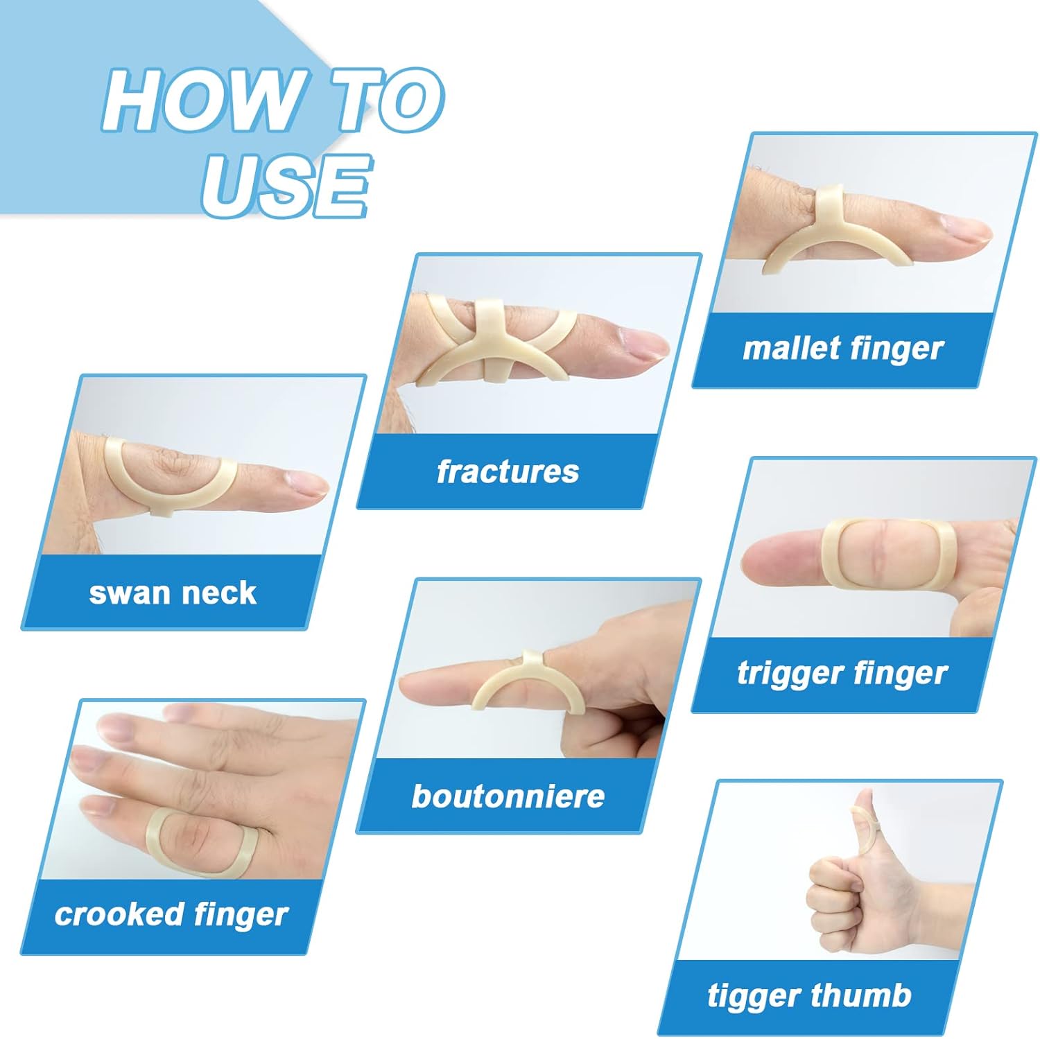5Pcs Finger Splint, Trigger Finger Splint, Comfortable Trigger Finger Splint, Thumb Brace to Support and Protection for Arthritis, Thumb, and Other Finger Conditions(6,7,8,9,10 Sizes) - Image 4