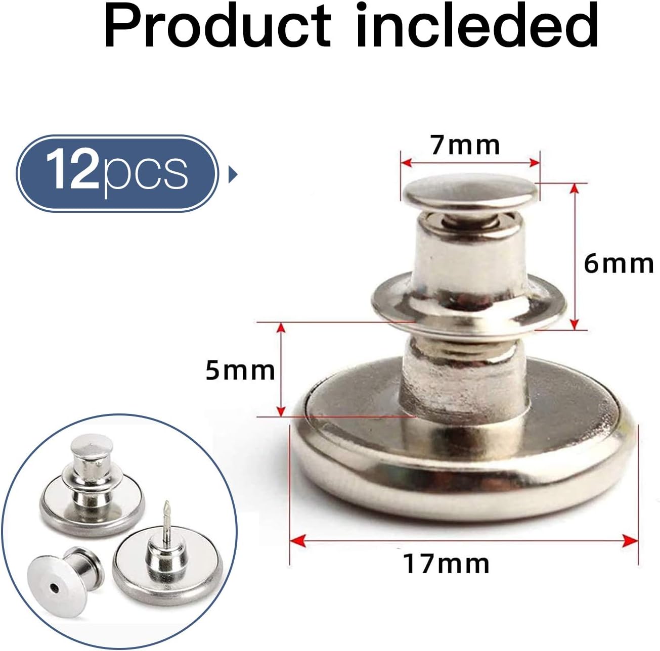 12 Sets Button Pins for Jeans, No Sew Jean Buttons Replacement,Removable Adjustable Instant Extender or Reduce Any Pants Waist (Silver) - Image 4
