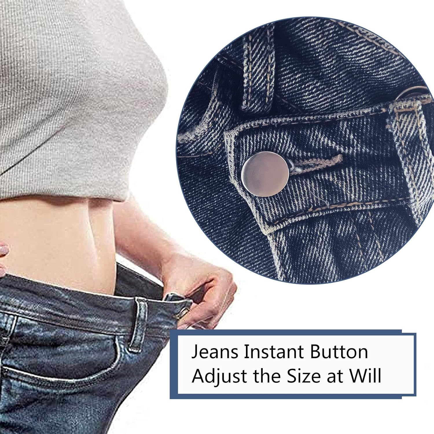 12 Sets Button Pins for Jeans, No Sew Jean Buttons Replacement,Removable Adjustable Instant Extender or Reduce Any Pants Waist (Silver) - Image 6