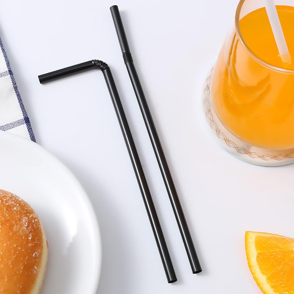 Flexible Plastic Straws Bendable for Drinking, Diameter 5 MM Length 21 CM (8.27 Inches), 100 PCS, Black, Standard Length - Image 3