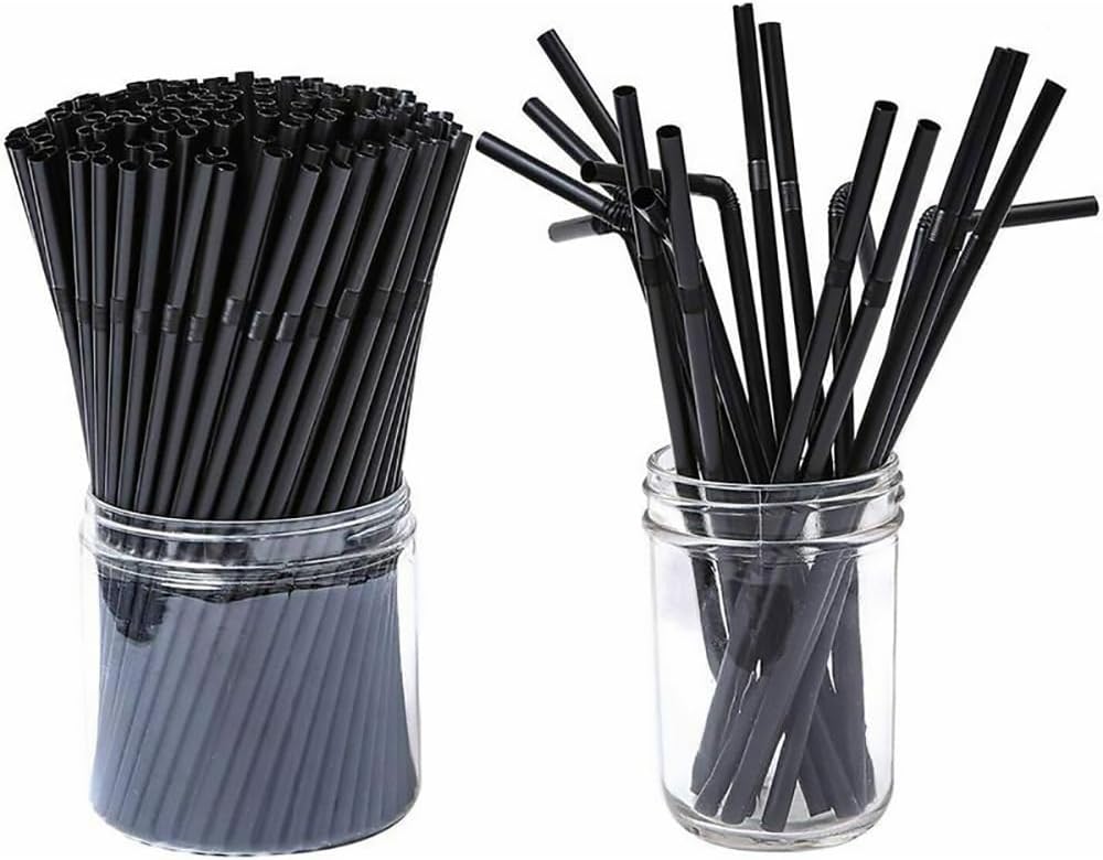 Flexible Plastic Straws Bendable for Drinking, Diameter 5 MM Length 21 CM (8.27 Inches), 100 PCS, Black, Standard Length - Image 6