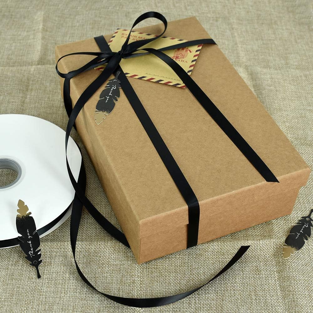3/8 Inch x 100yds Black Satin Ribbon Thin Solid Fabric Ribbons Roll for Gift Wrapping Invitation Floral Hair Balloons Craft Sewing Party Wedding Halloween Decoration Valentine's Day Bouquet - Image 3
