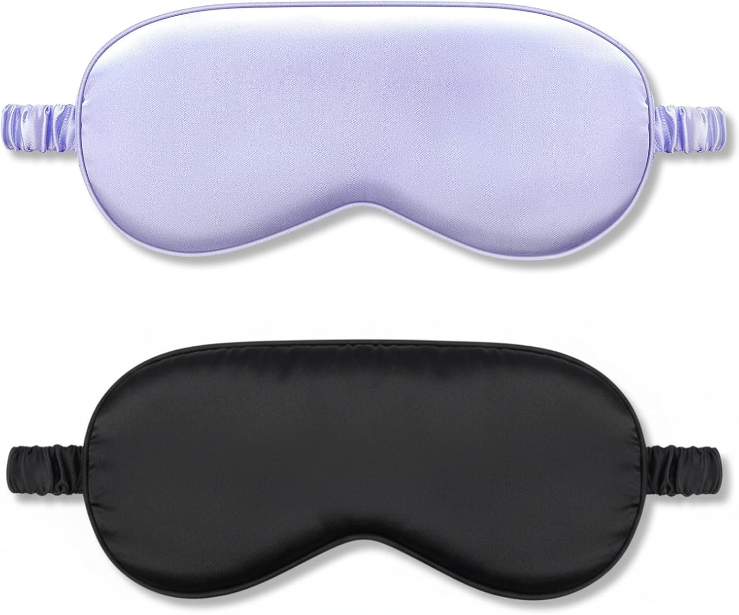 2Pack Silk Sleep Mask, Eye Mask for Sleeping,Elastic Blackout Eye Mask & Blindfold for Full Night's Sleep,Travel and Nap(Black+Purple) - Image 1