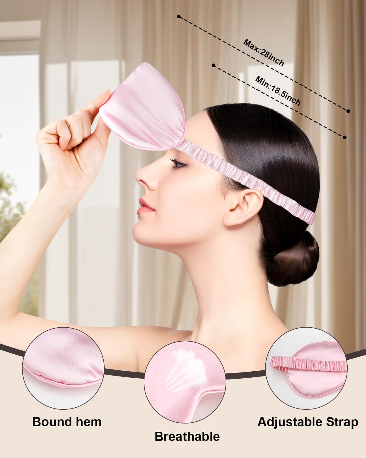 2Pack Silk Sleep Mask, Eye Mask for Sleeping,Elastic Blackout Eye Mask & Blindfold for Full Night's Sleep,Travel and Nap(Black+Purple) - Image 3