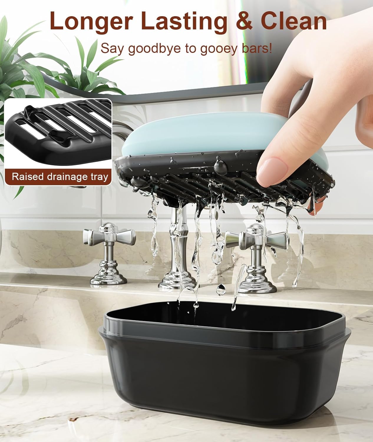 Leakproof Soap Holder 1 Pack, Travel Soap Container with Lid, Travel Size Toiletries, Portable Bar Soap Holder, Soap Box, Soap Dish for Traveling, Camping, Gym, Bathroom, Black - Image 2