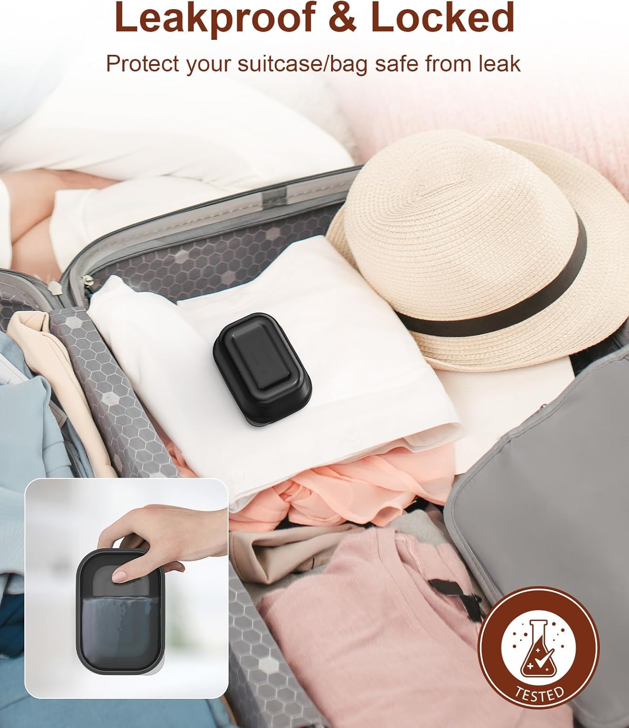 Leakproof Soap Holder 1 Pack, Travel Soap Container with Lid, Travel Size Toiletries, Portable Bar Soap Holder, Soap Box, Soap Dish for Traveling, Camping, Gym, Bathroom, Black - Image 3