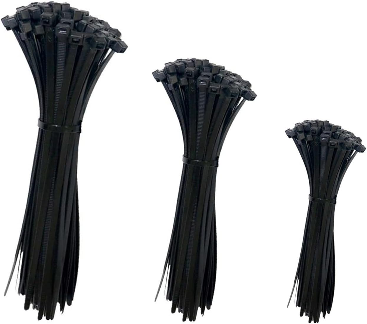 150 PCS Cable Zip Ties Heavy Duty, Self-Locking Nylon Cable Straps 4+8+12 Inch, Durable Auto-Locking Cord Wraps (Black) - Image 1