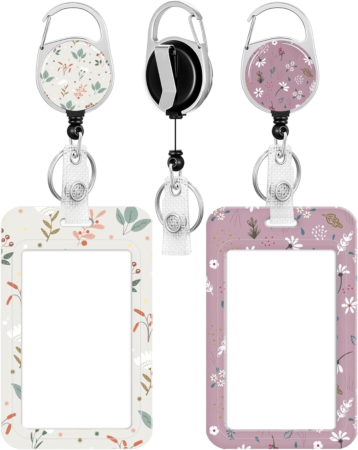 2 Pack Badge Holder and Heavy Duty Retractable Reel, ID Badge Holders with Retractable Clip for Nurse Teacher Student Office Women Men - Image 1