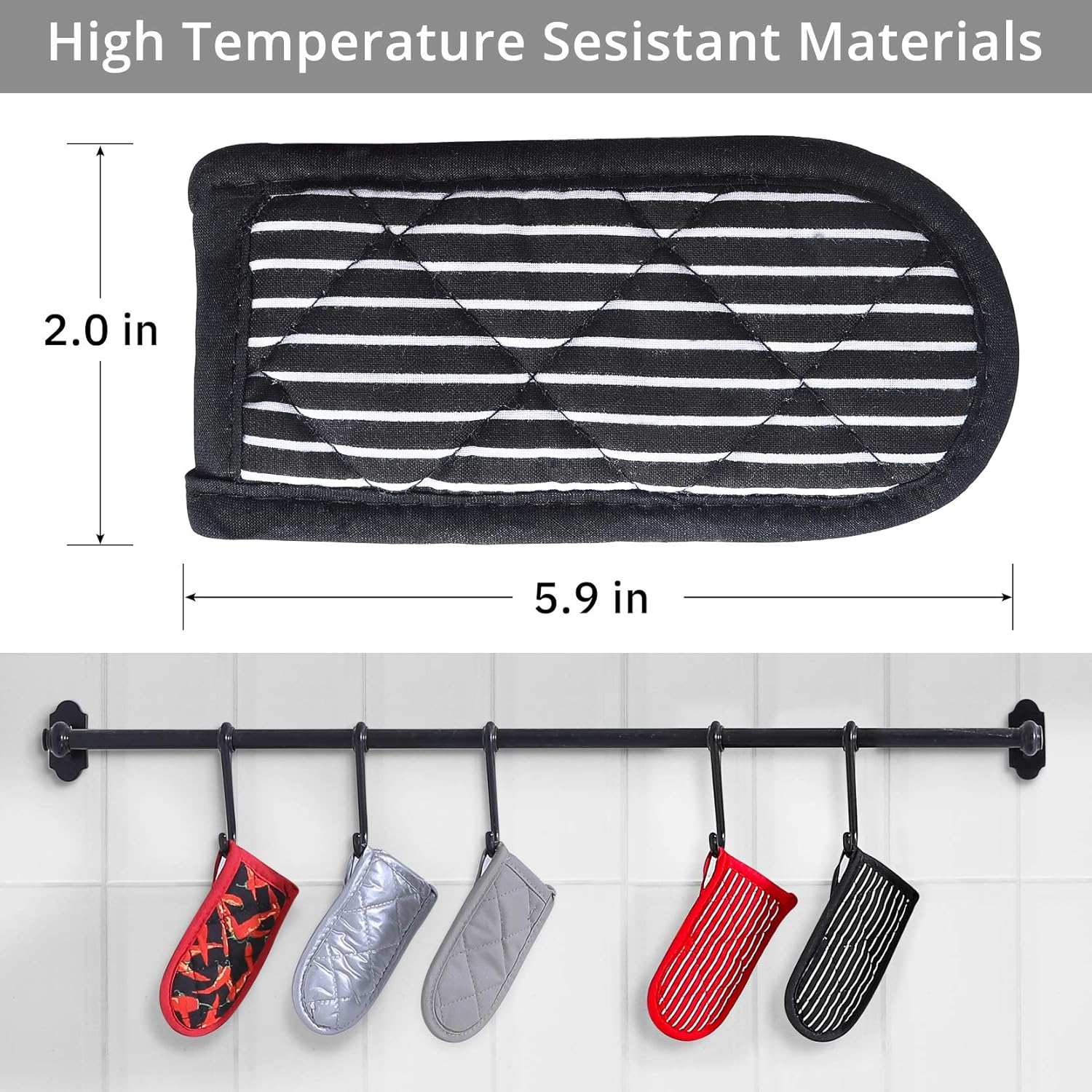 Cast Iron Skillet Handle Covers,Pot Handle Covers Heat Resistant,Pot Holders for Kitchen Heat Resistant,Machine Washable Handle Mitts 2 PCS(Striped) - Image 6