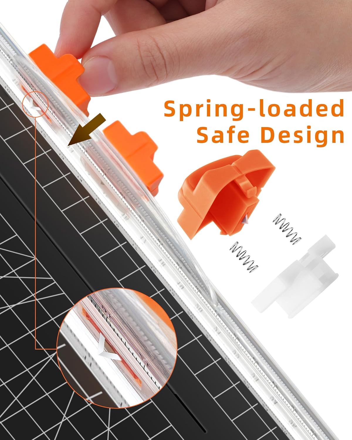 2Pcs Refill Blades for A4 A5 Paper Cutter, Spring-Loaded Safeguard Design Replacement Blade for Paper Trimmers (Orange) - Image 5