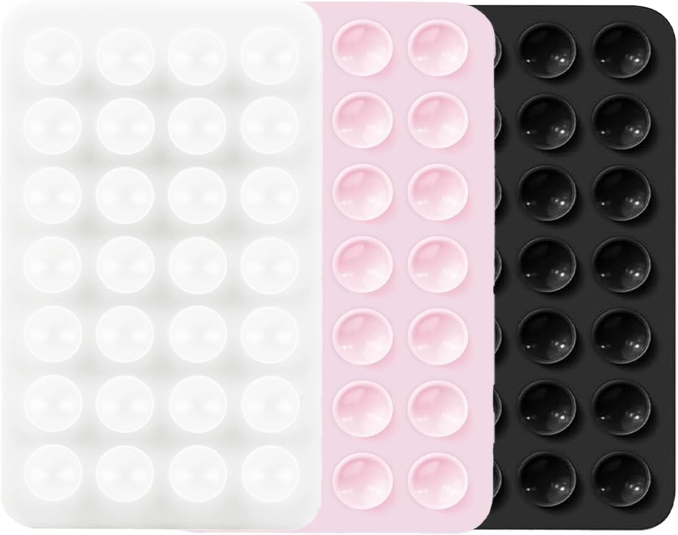 3 PCS Double Sided Phone Suction Pad,Sticky Phone Case for Wall ands-Free Fidget Toy Mirror Shower,Suction Cup Holder for Car Mobile Power Supplies (Black White Pink) - Image 1