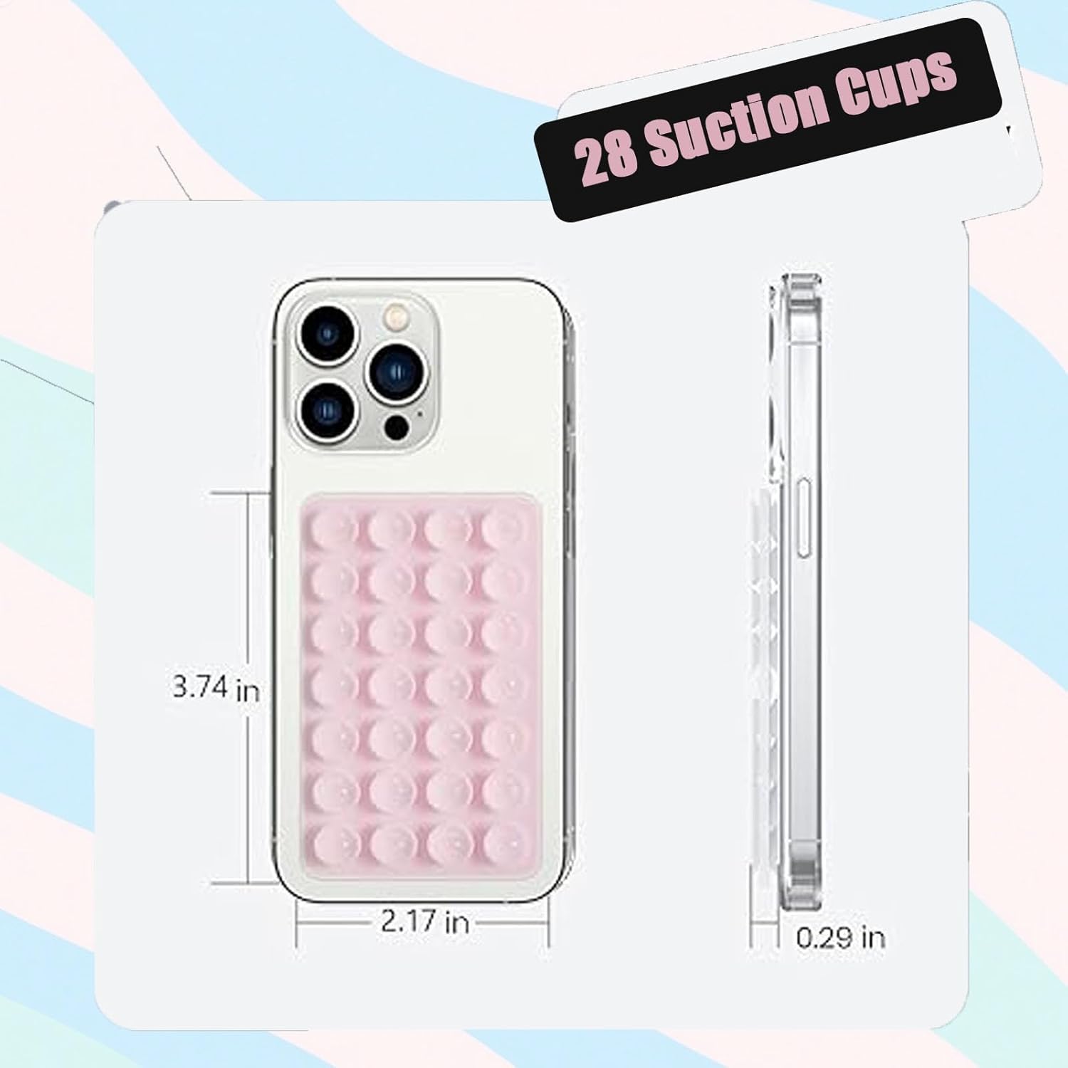 3 PCS Double Sided Phone Suction Pad,Sticky Phone Case for Wall ands-Free Fidget Toy Mirror Shower,Suction Cup Holder for Car Mobile Power Supplies (Black White Pink) - Image 5
