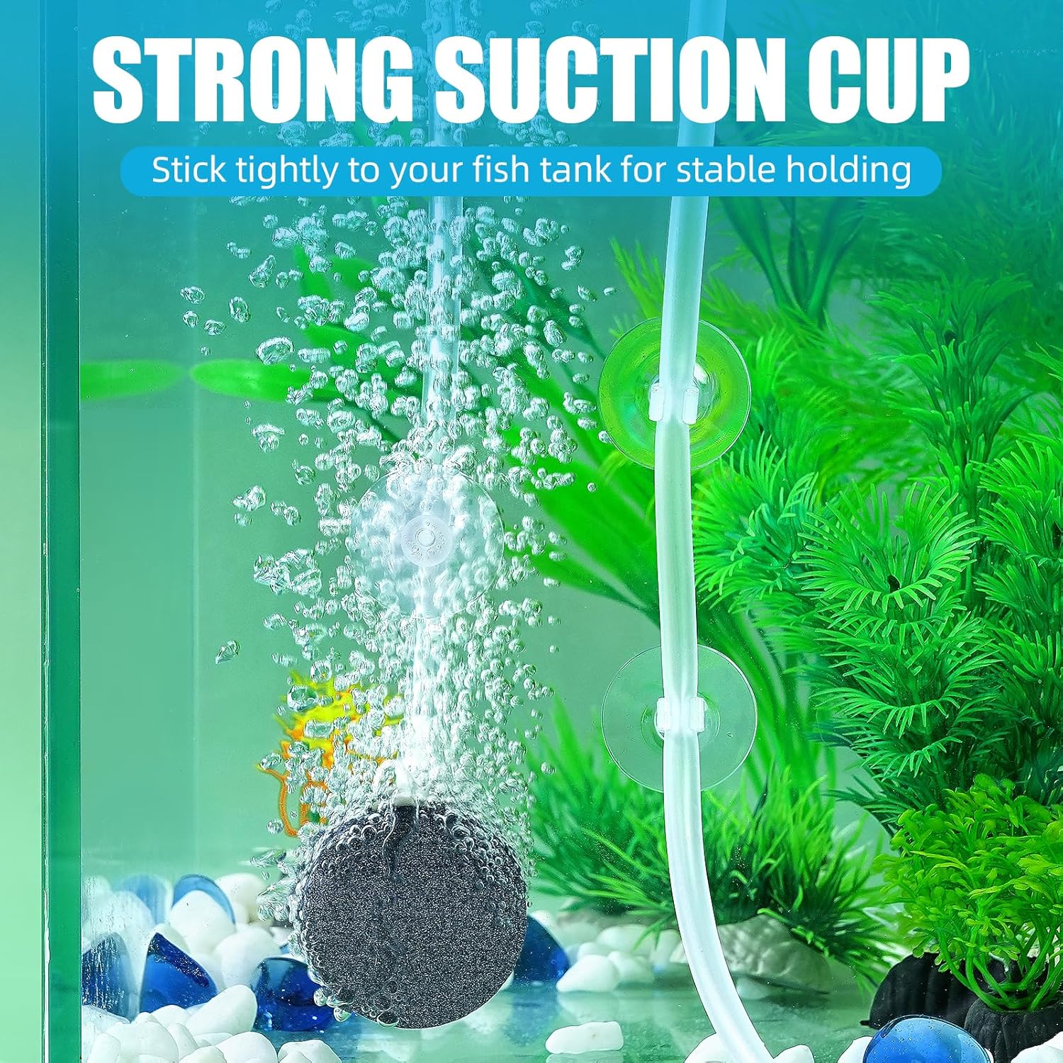 Aquarium Suction Cups, for Fish Tank Airline Tubing, with Clips 3/16