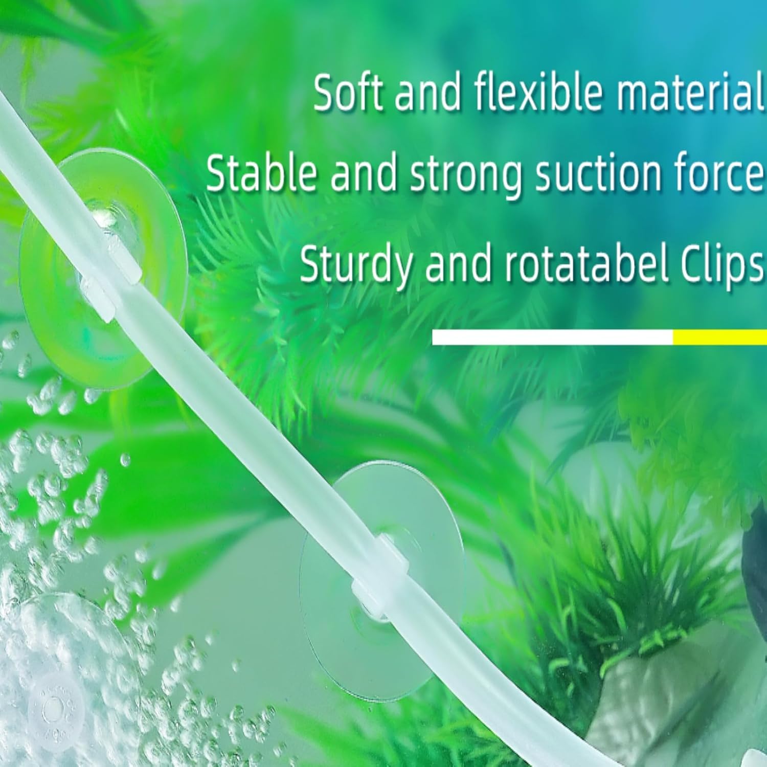 Aquarium Suction Cups, for Fish Tank Airline Tubing, with Clips 3/16