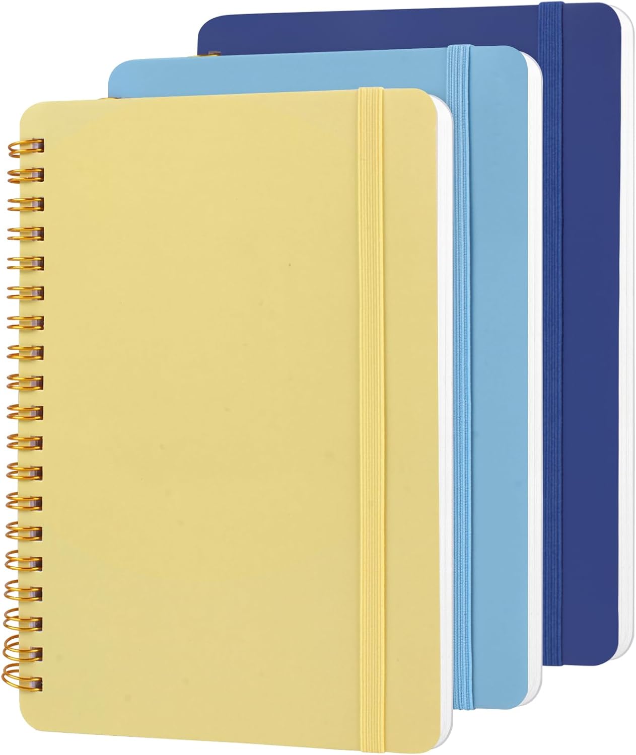 3 PCS Small Spiral Notebook 5x7, Notebooks for Note Taking, Blue Color Scheme Spiral Journal Notebook, Work Notebook Small Notebooks 5x7 with Strap, Cute Notebooks for Women 70 Sheets/Note Books - Image 1