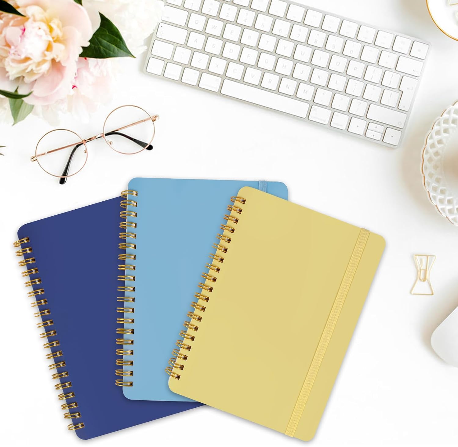 3 PCS Small Spiral Notebook 5x7, Notebooks for Note Taking, Blue Color Scheme Spiral Journal Notebook, Work Notebook Small Notebooks 5x7 with Strap, Cute Notebooks for Women 70 Sheets/Note Books - Image 6