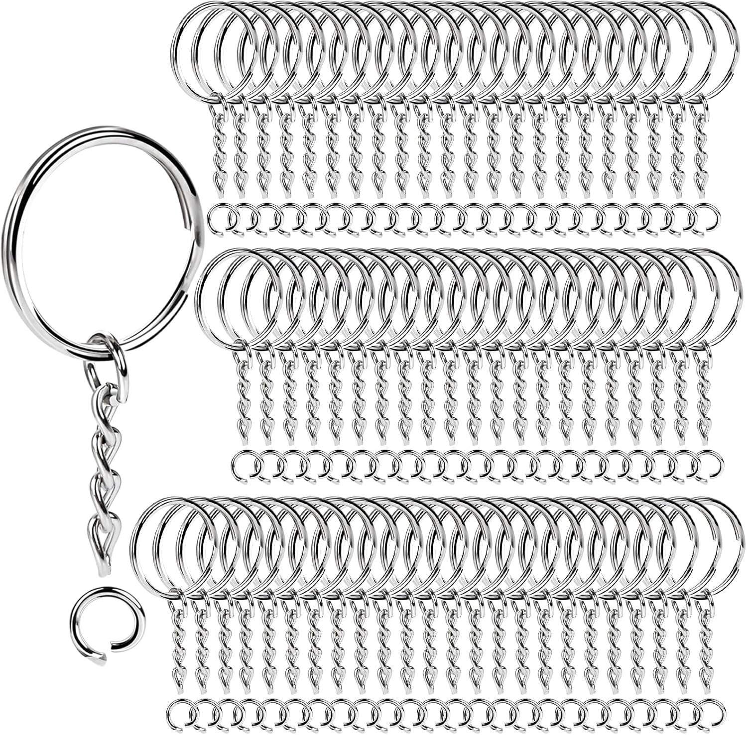 Key Chain Rings Keychain Rings, 60pcs Key Ring Metal Keychain Split Key Rings Bulk, Keyring 25mm with 26mm Key Chains and 60pcs Open Jump Ring for Craft Key Ring - Image 1