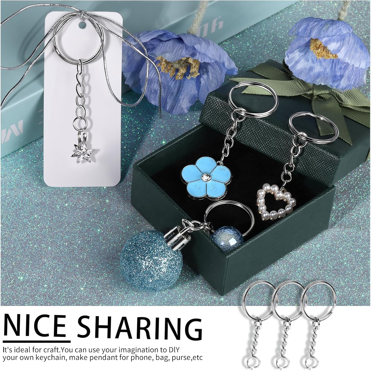 Key Chain Rings Keychain Rings, 60pcs Key Ring Metal Keychain Split Key Rings Bulk, Keyring 25mm with 26mm Key Chains and 60pcs Open Jump Ring for Craft Key Ring - Image 6