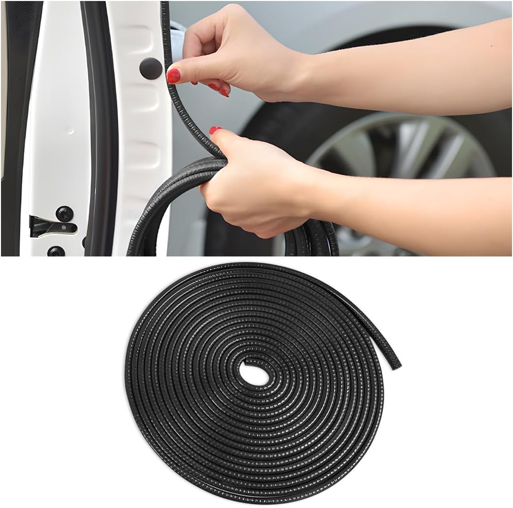 Car Door Edge Guards, 16Ft Rubber Seal Car Door Edge Trim, U Shape Door Edge Protector Guard, Aluminum Weather Proofing Automotive Door Edge Molding Protection for Most Car (Black) - Image 1
