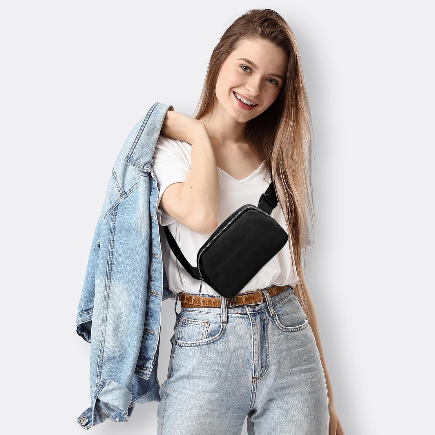 Mini Black Fanny Pack for Women & Men,Valentines Day Gifts for Girls Teens Kids Daughter Sister Her,Trendy Stuff Crossbody Bags Cute Everywhere Belt Bags.(Black) - Image 3