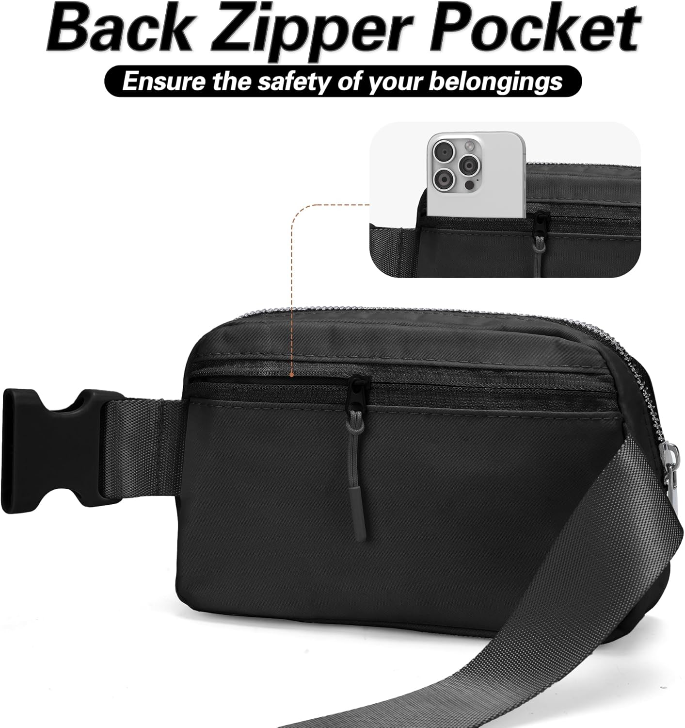 Mini Black Fanny Pack for Women & Men,Valentines Day Gifts for Girls Teens Kids Daughter Sister Her,Trendy Stuff Crossbody Bags Cute Everywhere Belt Bags.(Black) - Image 5