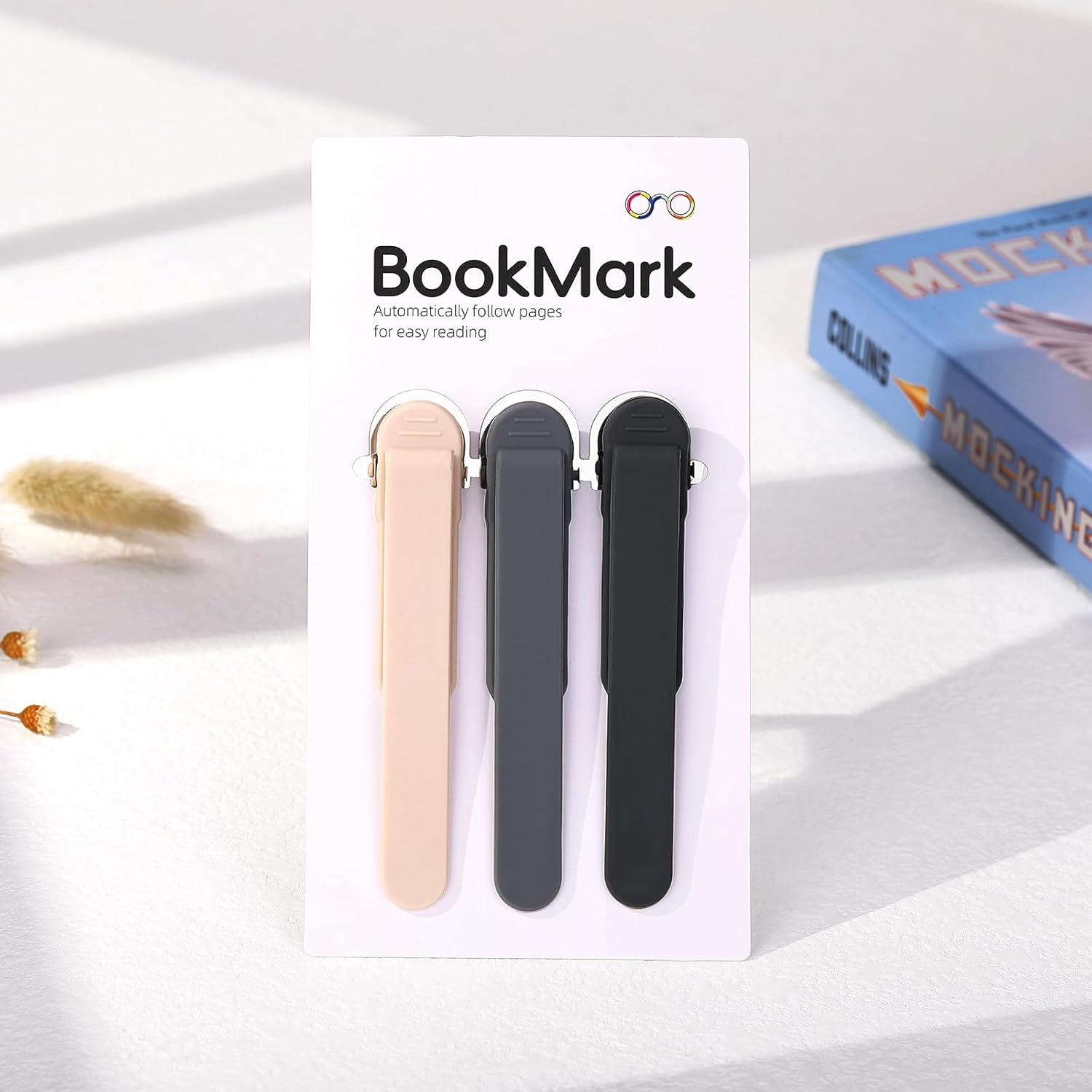 3Pcs Automatic Bookmark, Silicone Smart Book Marks for Reading Women, Men, Kids,Cute Unique Book Markers Bookmark Clip Reading Accessories Gifts for Book Lovers (1 Dark Grey+1 Light Grey+1 Beige) - Image 5