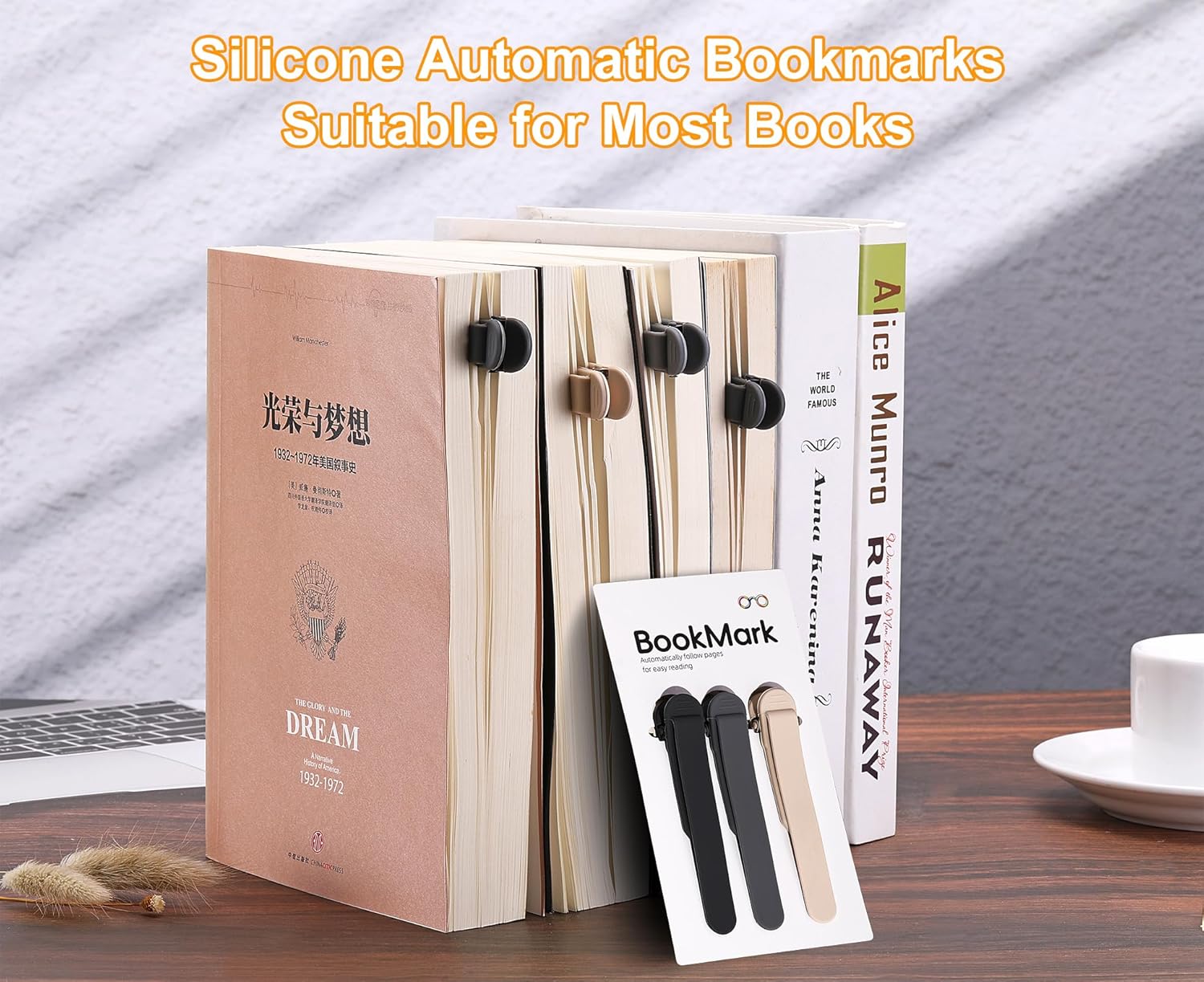 3Pcs Automatic Bookmark, Silicone Smart Book Marks for Reading Women, Men, Kids,Cute Unique Book Markers Bookmark Clip Reading Accessories Gifts for Book Lovers (1 Dark Grey+1 Light Grey+1 Beige) - Image 6