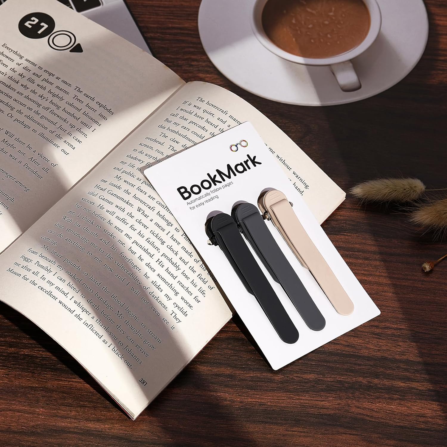 3Pcs Automatic Bookmark, Silicone Smart Book Marks for Reading Women, Men, Kids,Cute Unique Book Markers Bookmark Clip Reading Accessories Gifts for Book Lovers (1 Dark Grey+1 Light Grey+1 Beige) - Image 8
