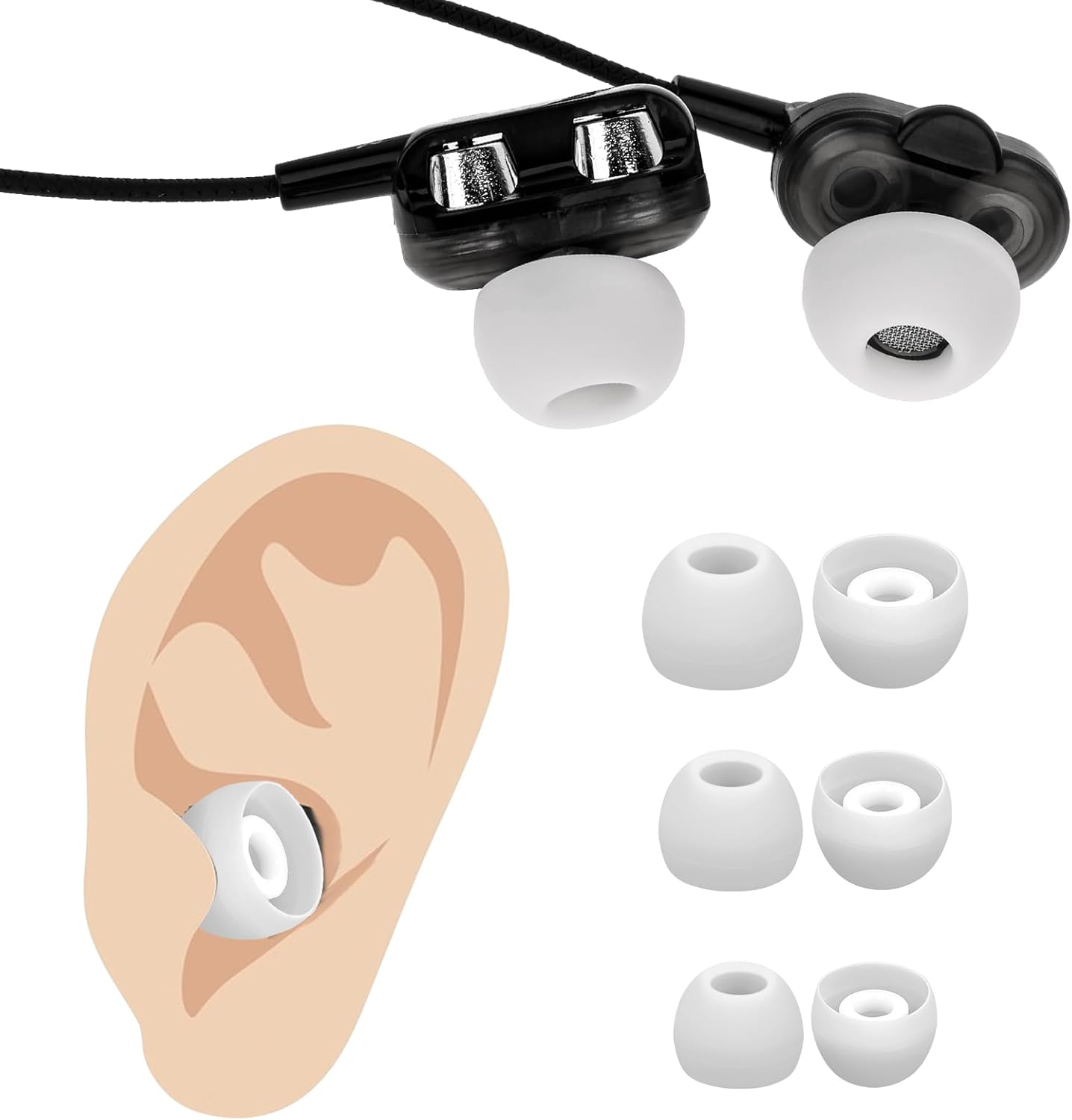 15 Pairs Silicone Ear Bud Replacement Pieces Earbuds Ear Tips Replacement Ear Bud Covers S/M/L Sizes Ear Gels Soft Earphones Earbuds White Ear Cushion Ear Bud Tips Replacement Kit - Image 6