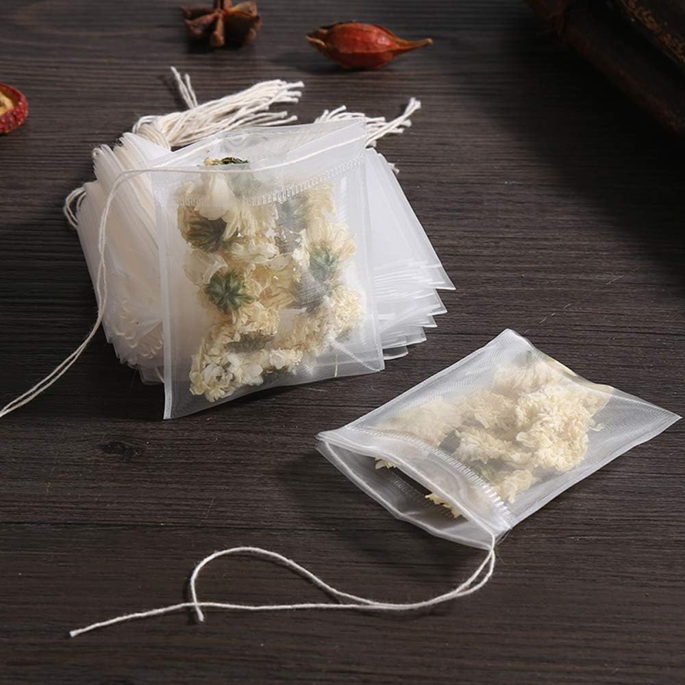 50 Pcs Tea Filter Bags Disposable Tea Bags for Loose Tea Herb Spice Empty Mesh Small Drawstring Seal Infuser Strainer Diy Bath Tea Bags Sachets (2.36x2.75inch) - Image 1