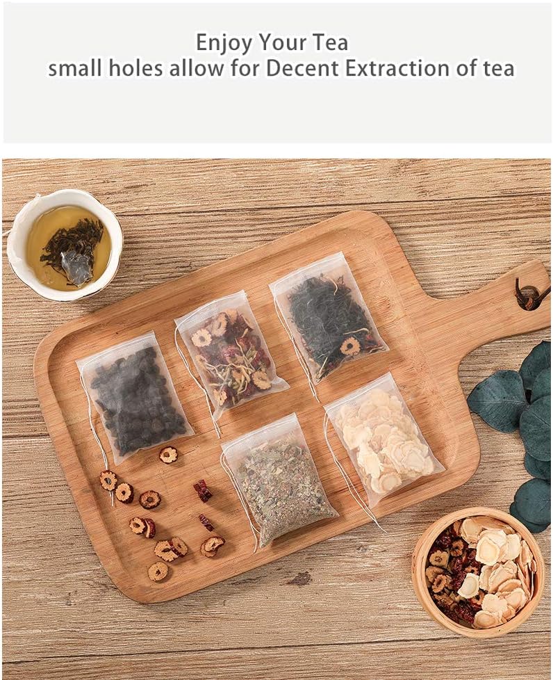 50 Pcs Tea Filter Bags Disposable Tea Bags for Loose Tea Herb Spice Empty Mesh Small Drawstring Seal Infuser Strainer Diy Bath Tea Bags Sachets (2.36x2.75inch) - Image 4