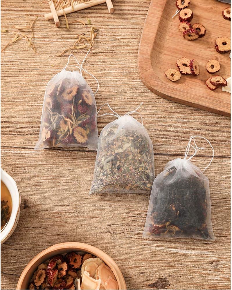 50 Pcs Tea Filter Bags Disposable Tea Bags for Loose Tea Herb Spice Empty Mesh Small Drawstring Seal Infuser Strainer Diy Bath Tea Bags Sachets (2.36x2.75inch) - Image 5