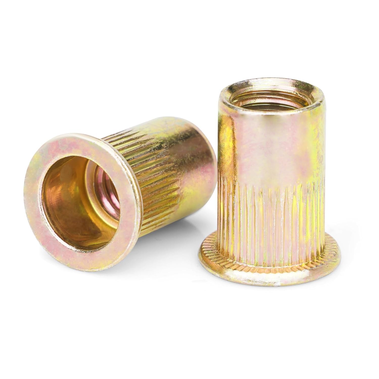 Rivet Nuts, 100Pcs M5 Rivet Nuts,Zinc Plated Finish Carbon Steel Flat Head Rivnut Threaded Insert - Image 1