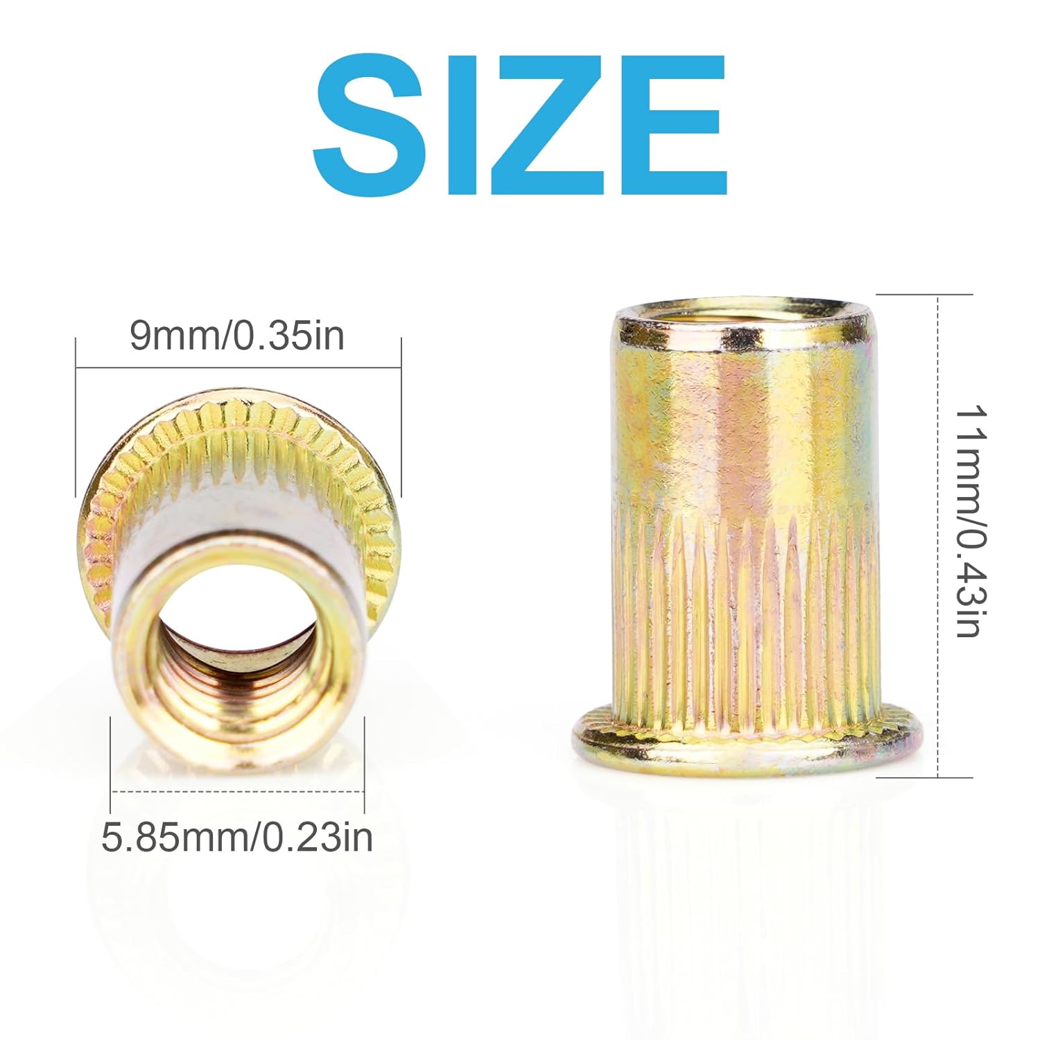 Rivet Nuts, 100Pcs M5 Rivet Nuts,Zinc Plated Finish Carbon Steel Flat Head Rivnut Threaded Insert - Image 2