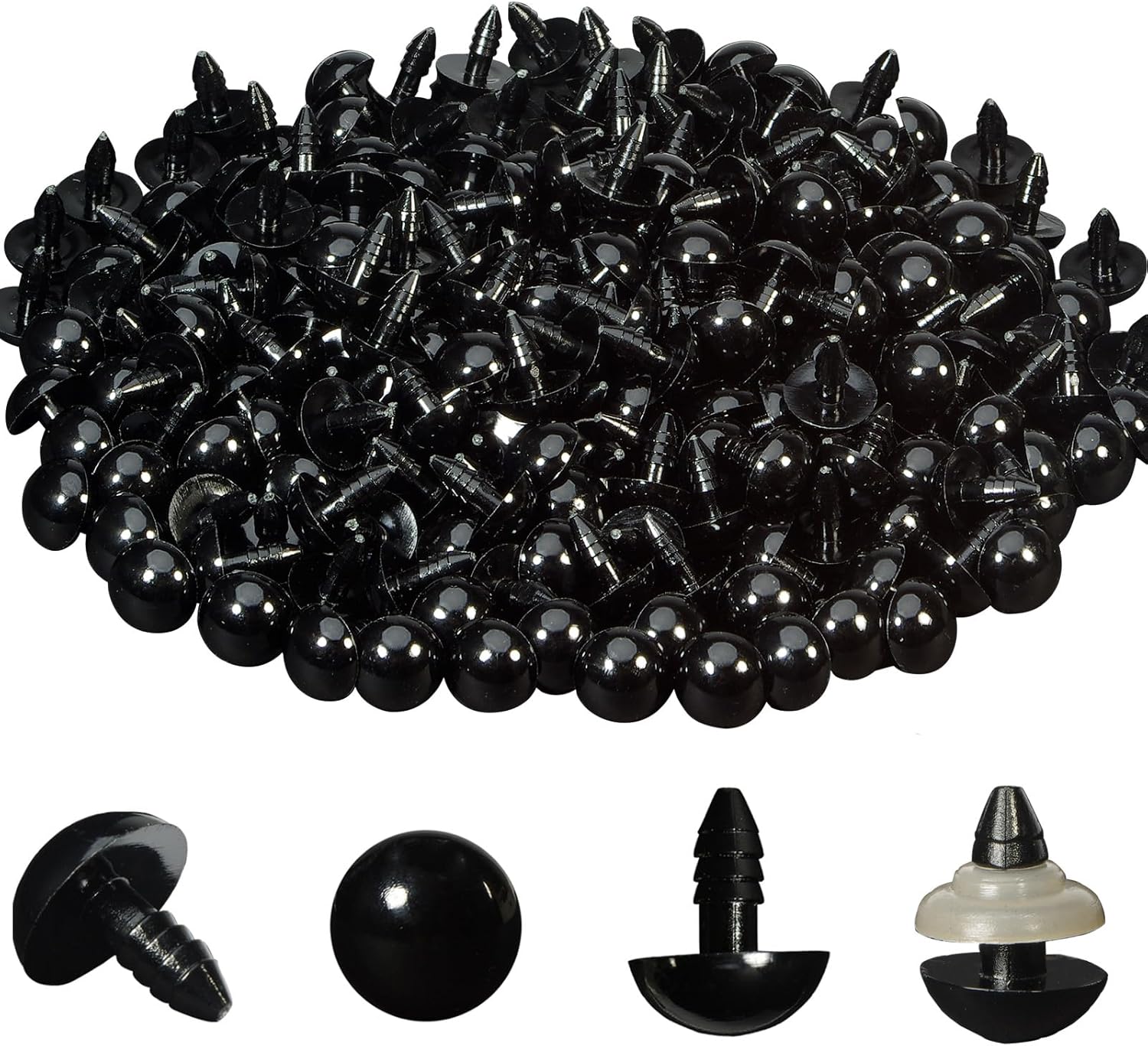 320pcs Include 160pcs 12mm Black Plastic Safety Eyes Crafts Safety Eyes with 160pcs Washers for Amigurumi Crochet Bears Stuffed Animals Doll Making - Image 1