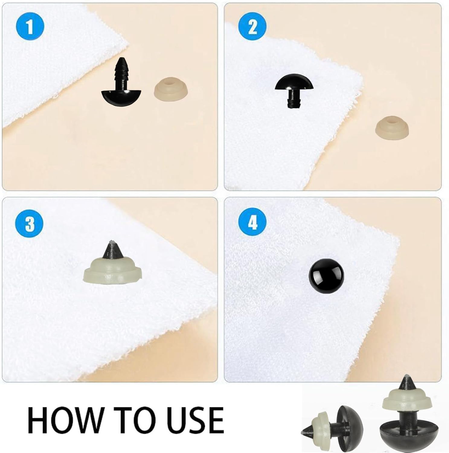 320pcs Include 160pcs 12mm Black Plastic Safety Eyes Crafts Safety Eyes with 160pcs Washers for Amigurumi Crochet Bears Stuffed Animals Doll Making - Image 4