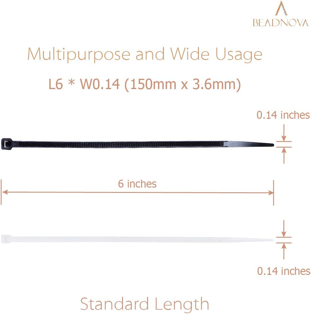 Cable Ties 100 Pcs Wraps Zip Ties Heavy Duty for Multi-Purpose(6 Inch, Black and White, 50pcs for Each) - Image 3