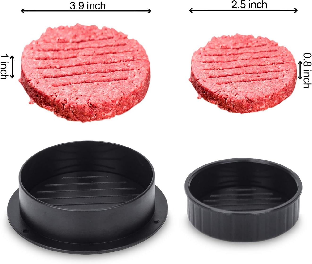 Burger Press, Hamburger Press Patty Maker With 100Pcs Hamburger Patty Paper, 3 in 1 Non Stick Patty Mold for Stuffed Burgers, Sliders, Veggie Beef Burger, Kitchen Barbecue Tool Grilling Accessories - Image 3