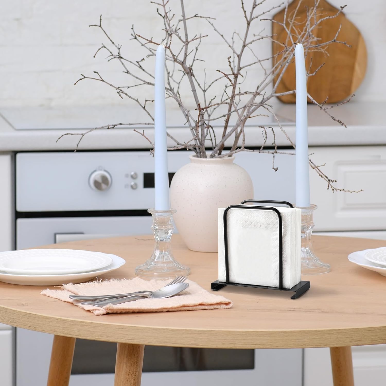 Napkin Holder, Modern Standing Paper Napkin Holders for Kitchen Dining Table, Metal Napkin Storage for All Dining Room Decors, Black - Image 2