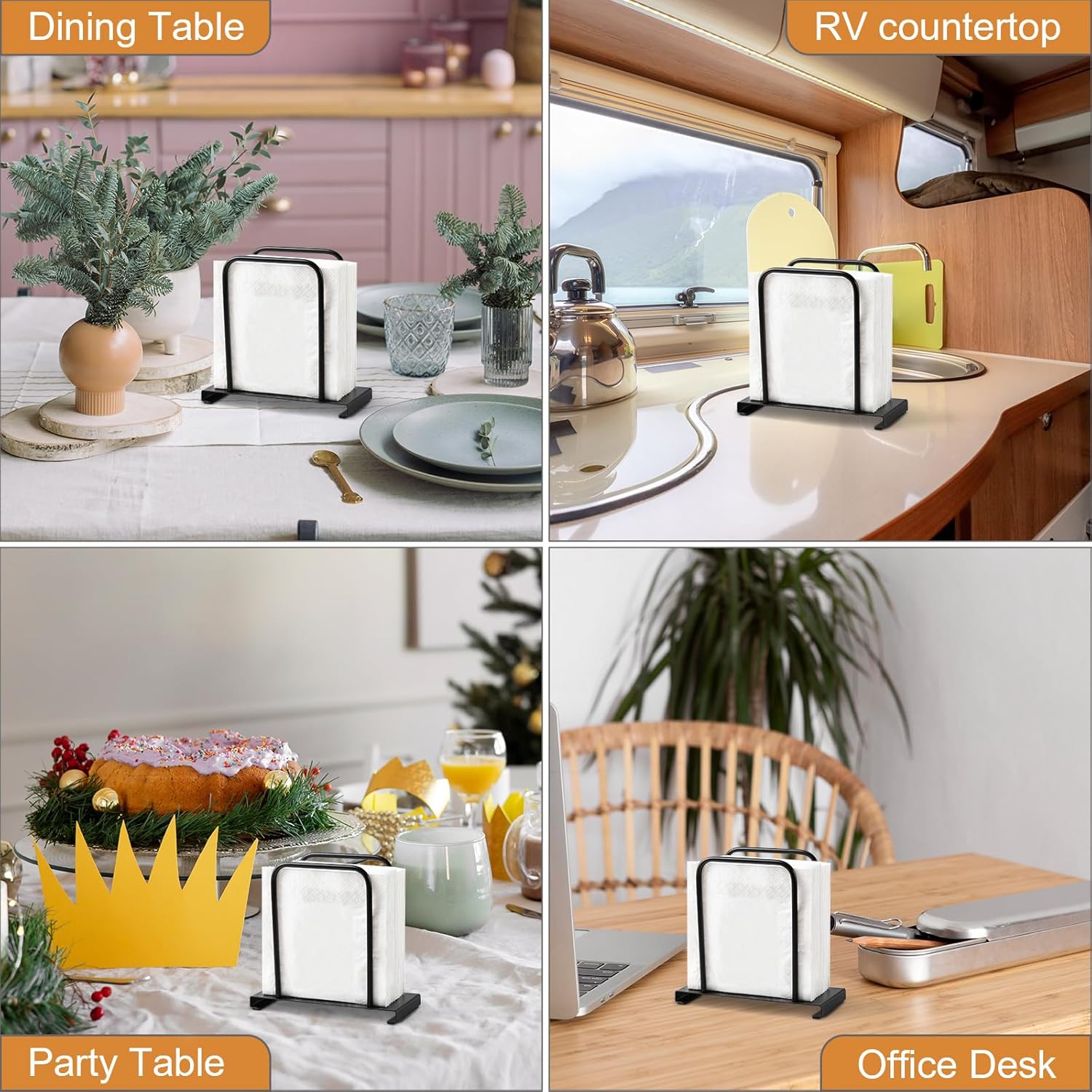 Napkin Holder, Modern Standing Paper Napkin Holders for Kitchen Dining Table, Metal Napkin Storage for All Dining Room Decors, Black - Image 5