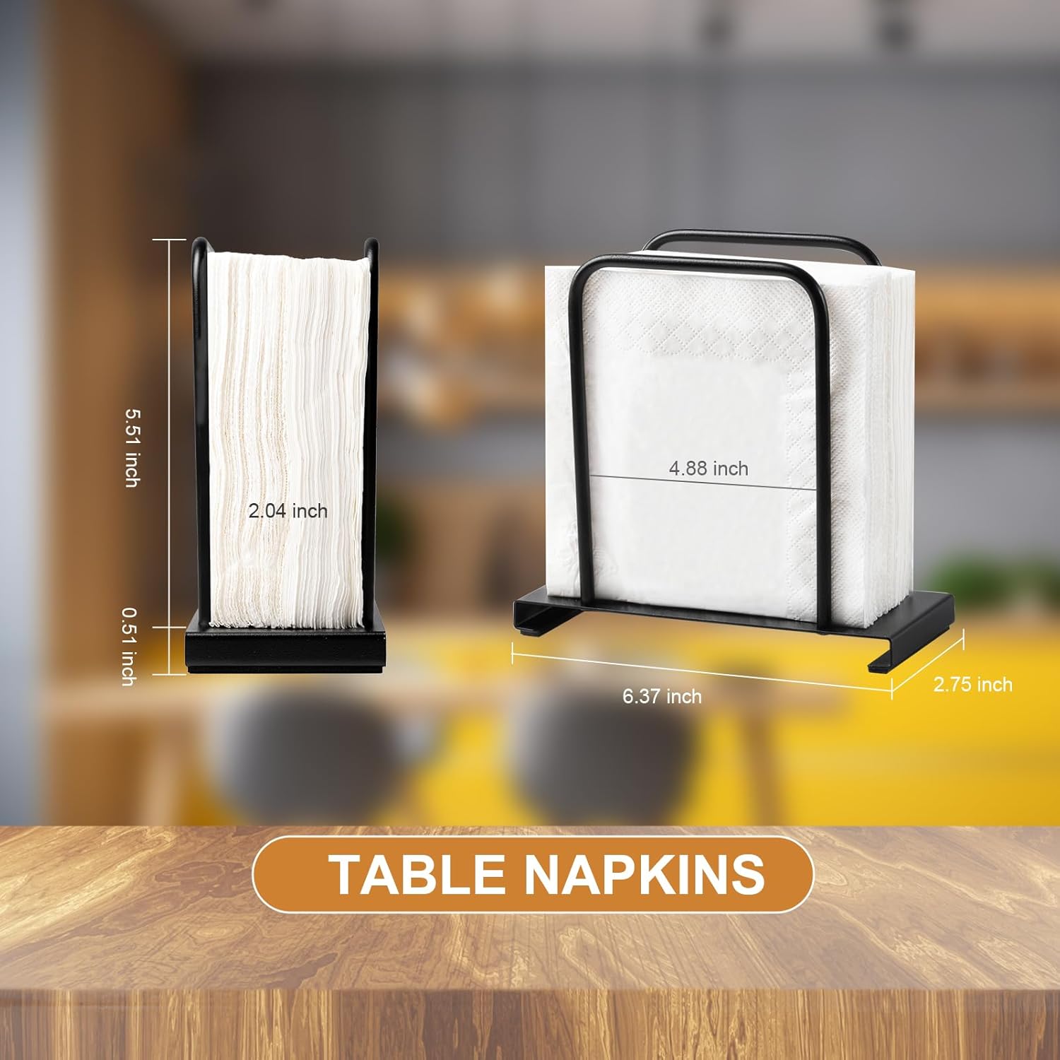 Napkin Holder, Modern Standing Paper Napkin Holders for Kitchen Dining Table, Metal Napkin Storage for All Dining Room Decors, Black - Image 6