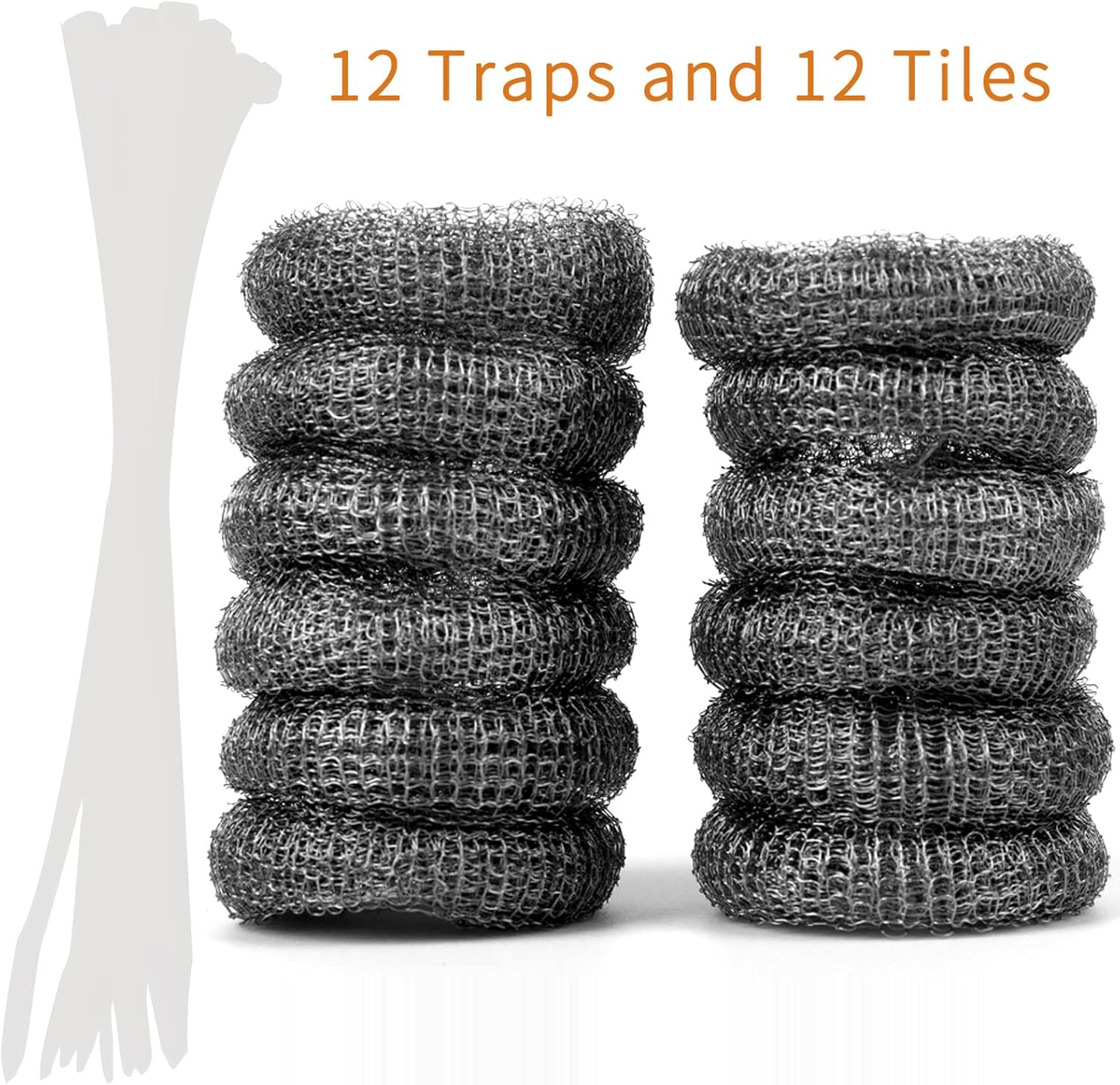 Stainless Steel Washing Machine Lint Snare Traps, 12 PCS Washer Hose Lint Traps with 12 PCS Cable Ties, Laundry Mesh Washer Sink Drain Hose Screen Filter - Image 2