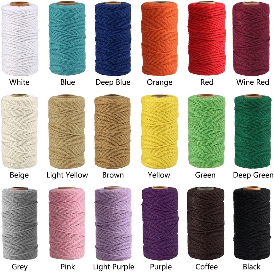 (109 Yards/1.5mm/35 Colors Optional) Cotton Baker Twine DIY Craft Macramé Natural Cotton Rope Craft Making Knitting String Rope DIY Wedding Decor Supply Christmas Wrapping (Yellow) - Image 2