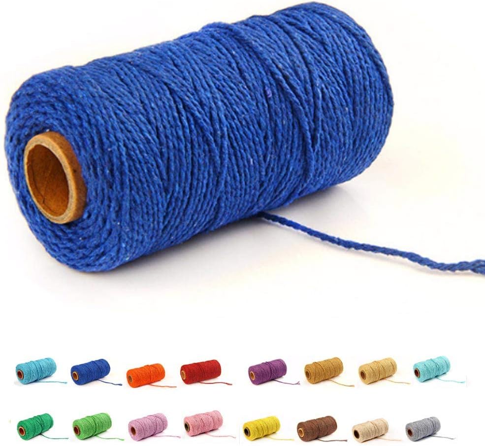 (109 Yards/1.5mm/35 Colors Optional) Cotton Baker Twine DIY Craft Macramé Natural Cotton Rope Craft Making Knitting String Rope DIY Wedding Decor Supply Christmas Wrapping (deep Blue)… - Image 1