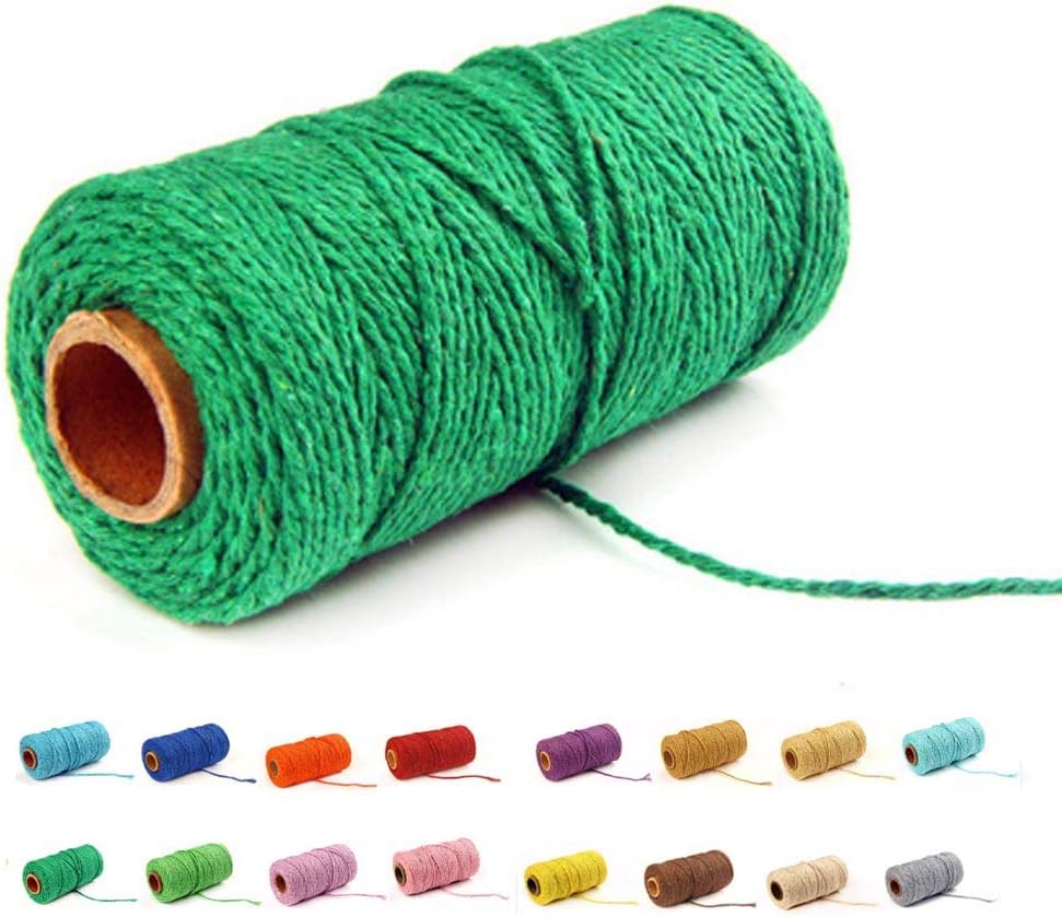 (109 Yards/1.5mm/35 Colors Optional) Cotton Baker Twine DIY Craft Macramé Natural Cotton Rope Craft Making Knitting String Rope DIY Wedding Decor Supply Christmas Wrapping(deep Green) - Image 1